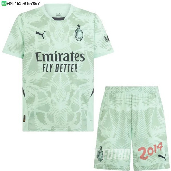 Camiseta Del Conjunto Completo AC Milan Ninos Portero 2024/2025 Verde