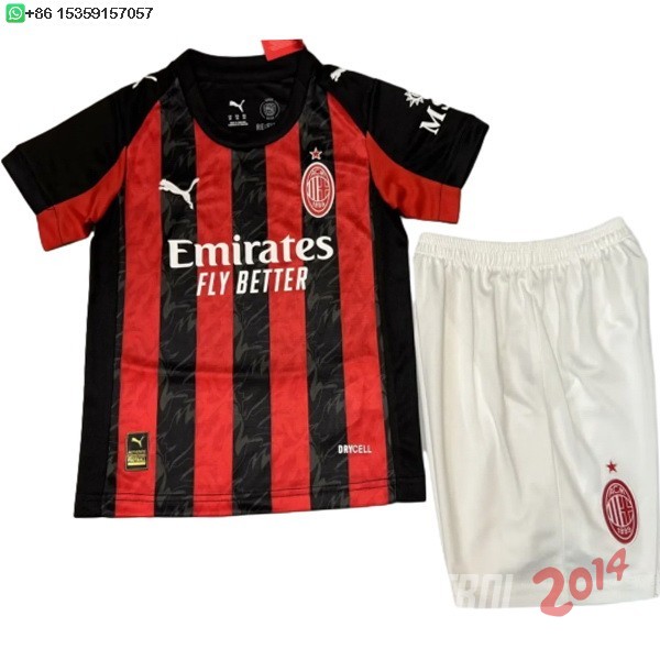Camiseta Del Conjunto Completo AC Milan Primera Concepto 2025/2026