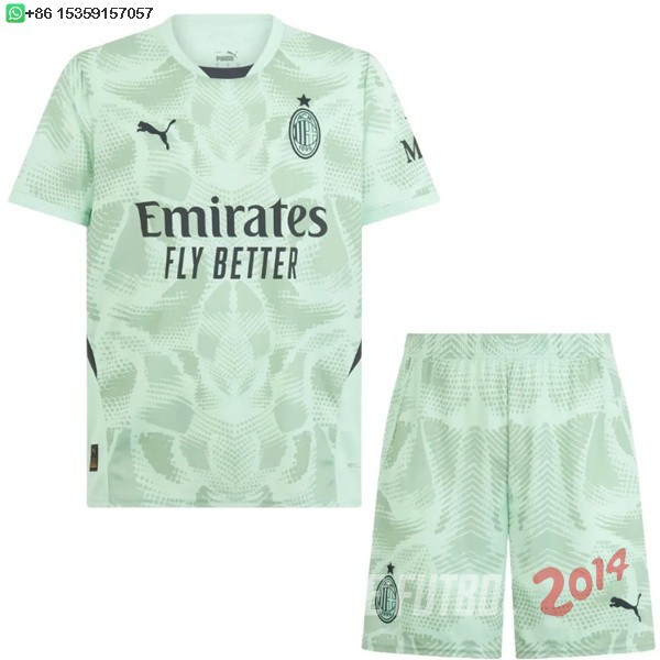 Camiseta Del Conjunto Completo Hombre AC Milan Portero 2024/2025 Verde