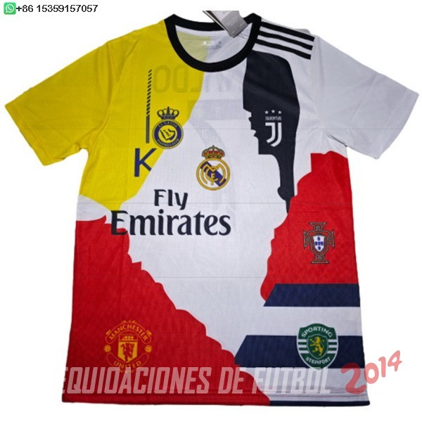 Tailandia Especial Ronaldo Camiseta Portugal 2025 Blanco Amarillo
