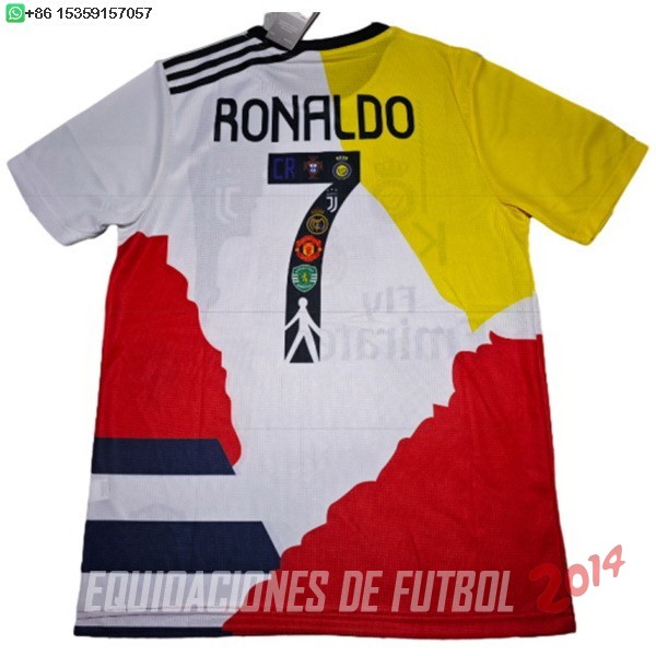 Tailandia Especial Ronaldo Camiseta Portugal 2025 Blanco Amarillo